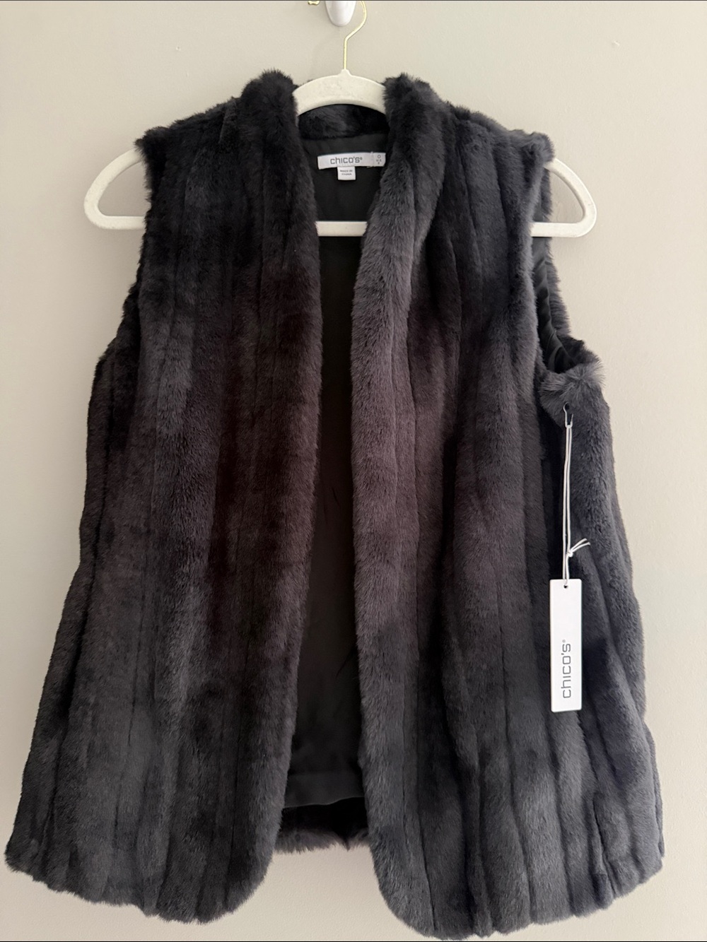 Chico's Faux Fur Vest in Charcoal